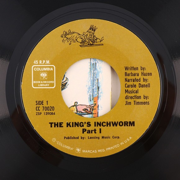 Carole Danell The King's Inchworm 1969 Book & Record Library 45 rpm 7" CC 70020 - Picture 6 of 12